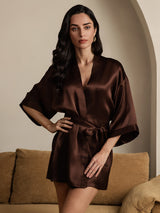 [Caffè] SilkSilky-IT 3/4 Sleeve Vestaglia da donna 001