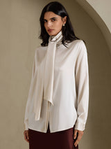 [Grigio Chiaro] SilkSilky-IT Long Sleeve High Neck Bluse 003