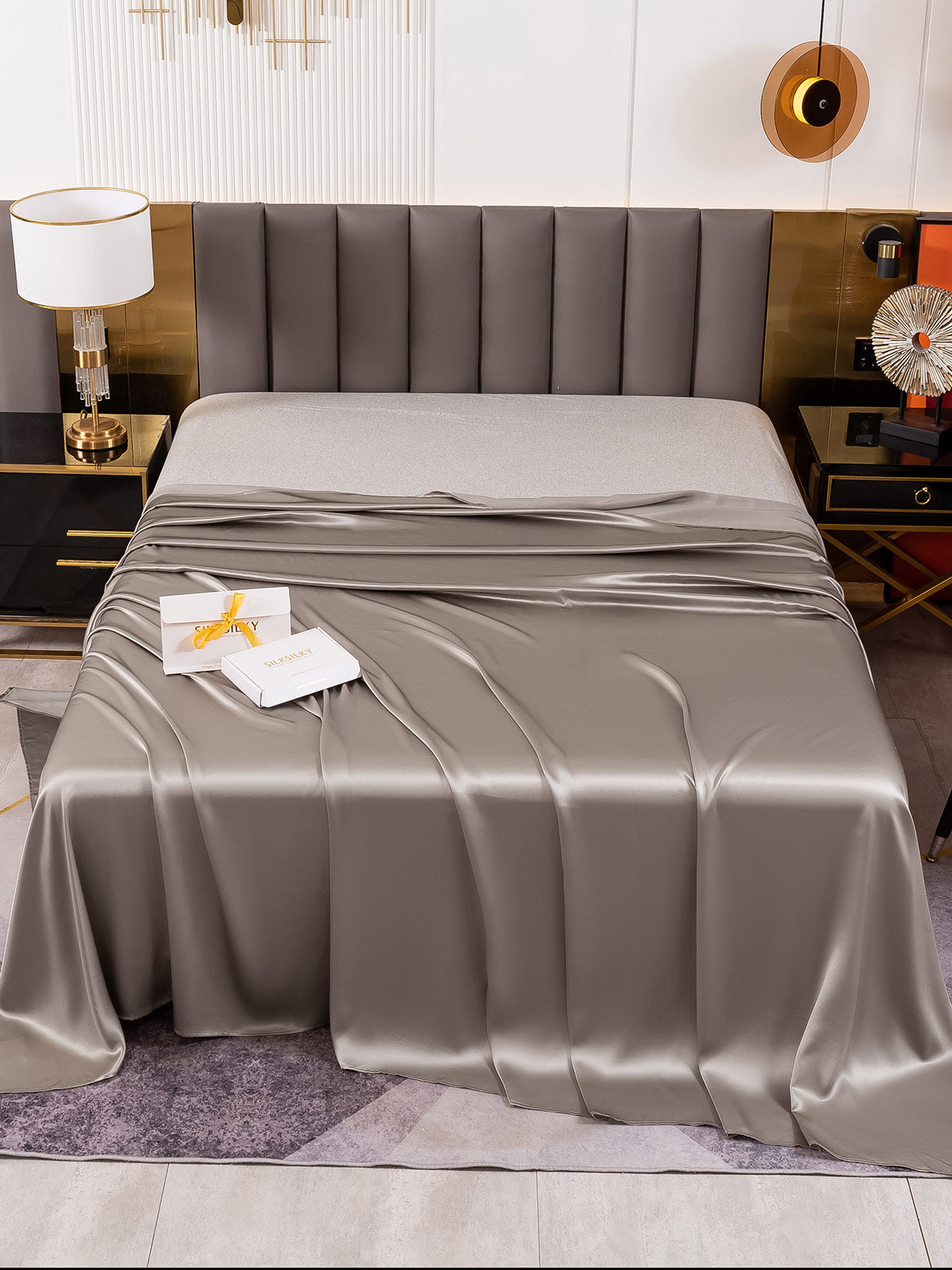 SilkSilky IT 19Momme Seta pura Sheet Grigio 002