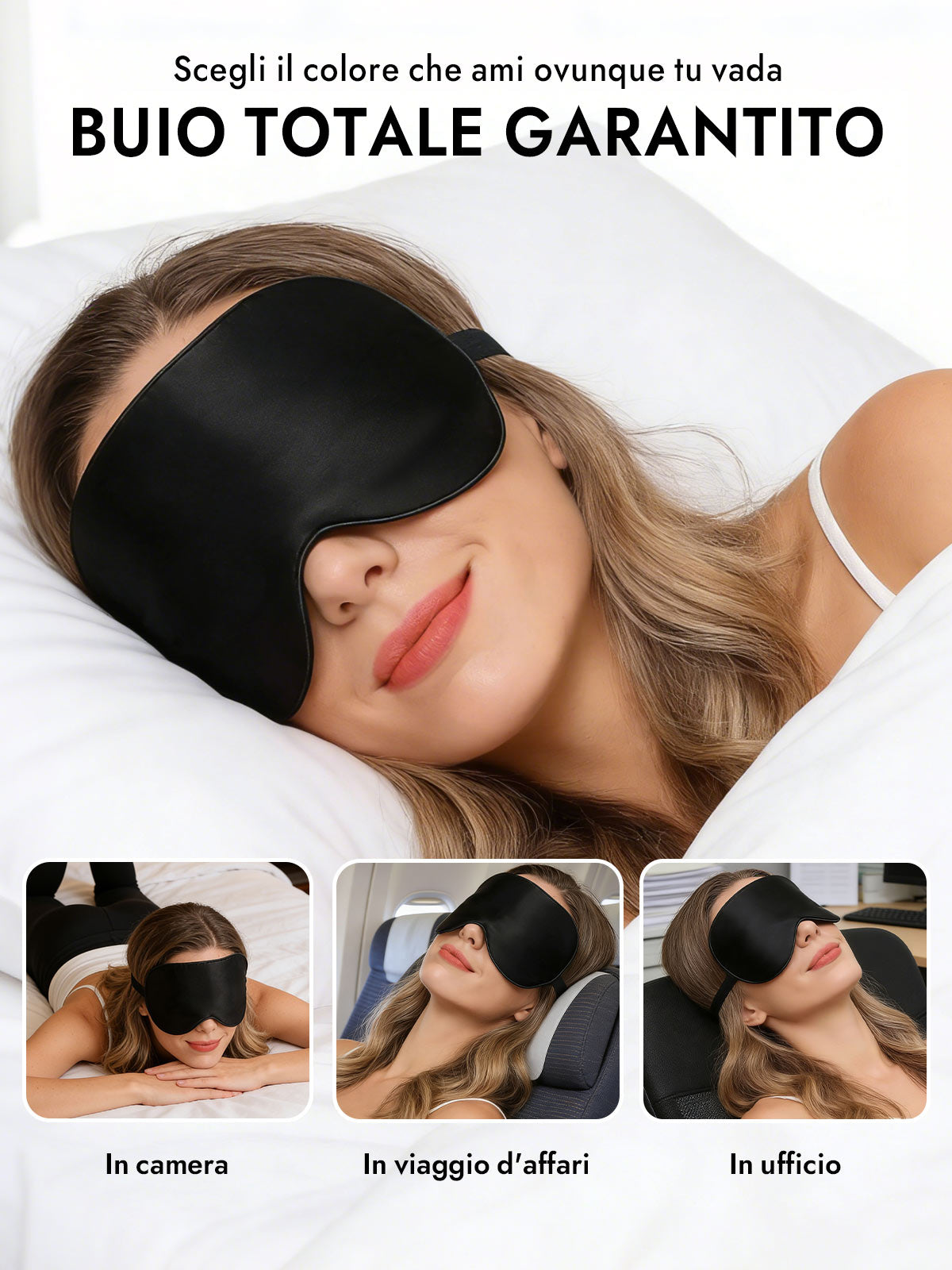 [Nero] SilkSilky-IT Mascherina da Notte 006