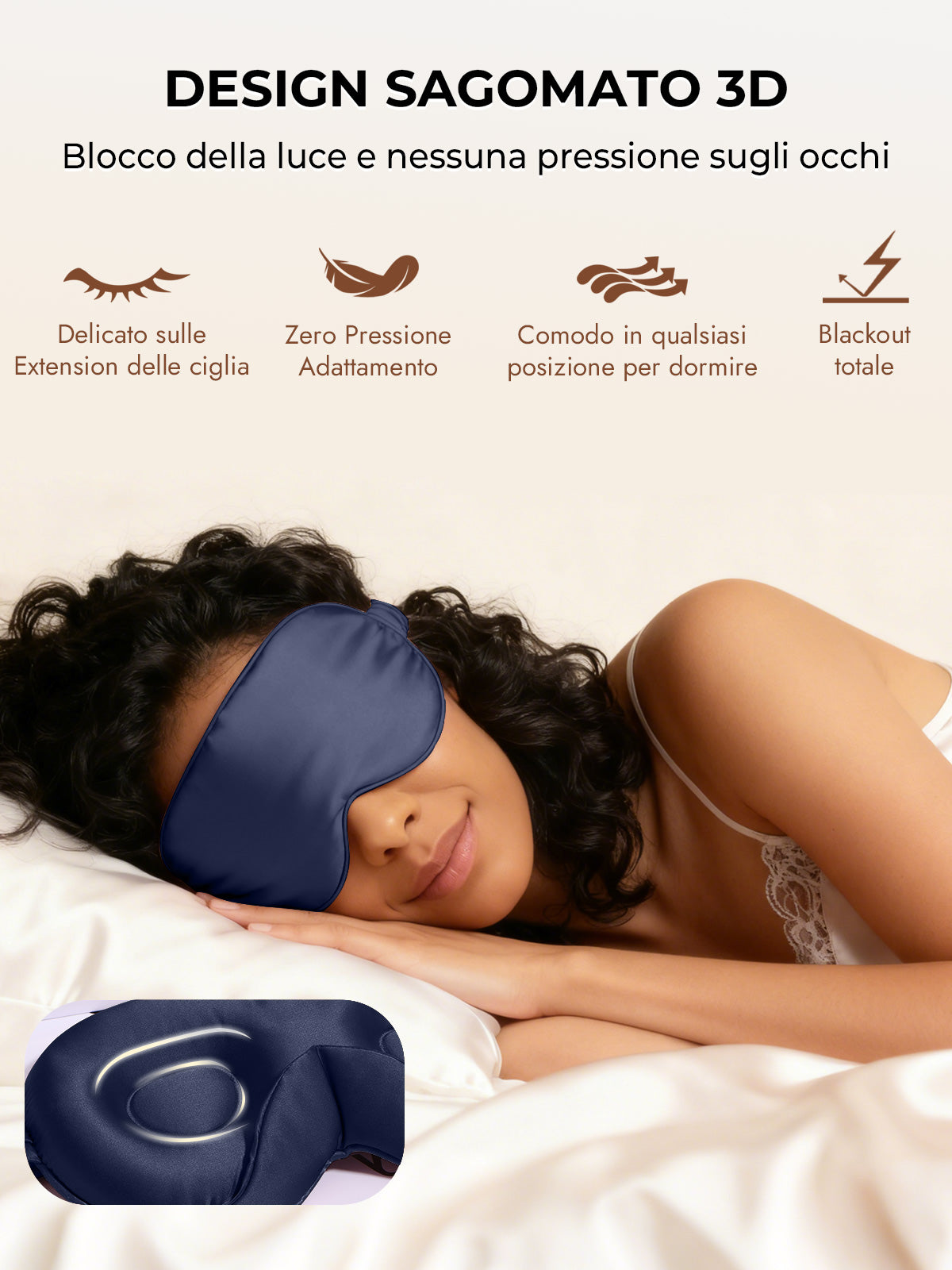 [Blu Scuro] SilkSilky-IT Seta pura Eye Mask 006