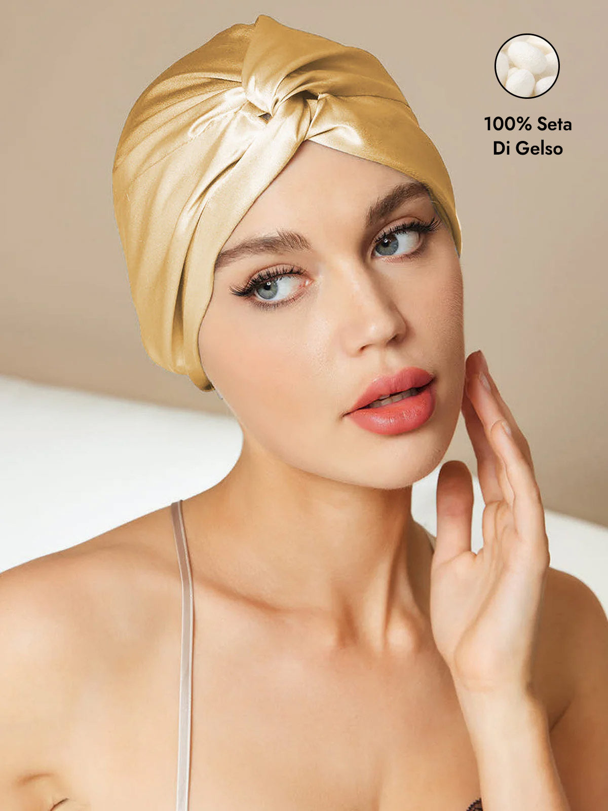 [Champagne] SilkSilky-IT Cuffia di seta 001