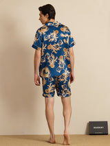 [Drago Navy] SilkSilky-IT Short Sleeve Lapel Collar Pigiami da uomo 002