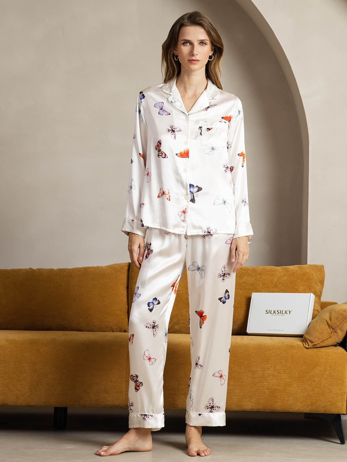 [Farfalla Bianca] SilkSilky-IT Seta pura Womens Pajamas 001
