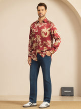 [Drago Vino] SilkSilky-IT Long Sleeve Lapel Collar Camicia da uomo 008