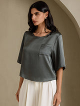 [Grigio Scuro] SilkSilky-IT Half Sleeve Magliette donna 005