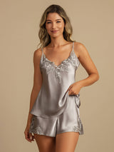 [Grigio Chiaro] SilkSilky-IT Sleeveless V Neck Set di Bretelle 001