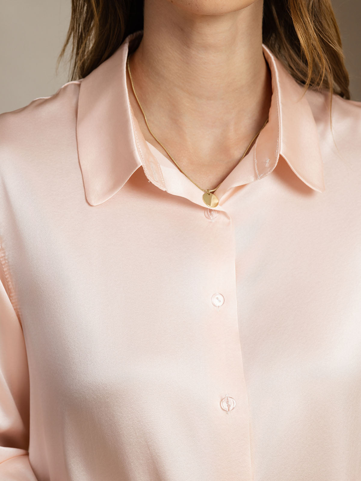 [Rosa Chiaro] SilkSilky-IT Seta Colletto risvolto Camicie da donna 004