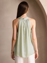 [Verde Chiaro] SilkSilky-IT Sleeveless Halter Magliette donna 002