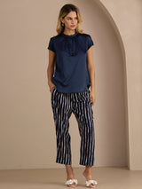[Blu Scuro] SilkSilky-IT Short Sleeve Blouse 006