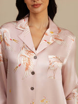 [Rosa] SilkSilky-IT Long Sleeve Lapel Collar Camicia da notte 005