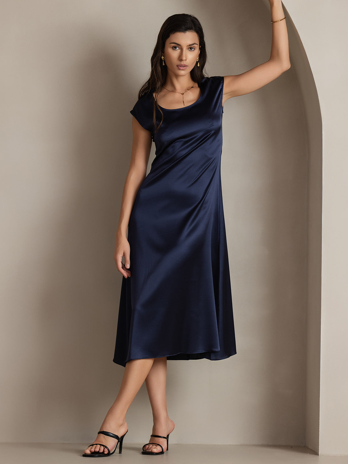 [Blu Scuro] SilkSilky-IT 19Momme Seta Dress 003