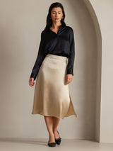 [Nero] SilkSilky-IT Long Sleeve Lapel Collar Camicie da donna 003