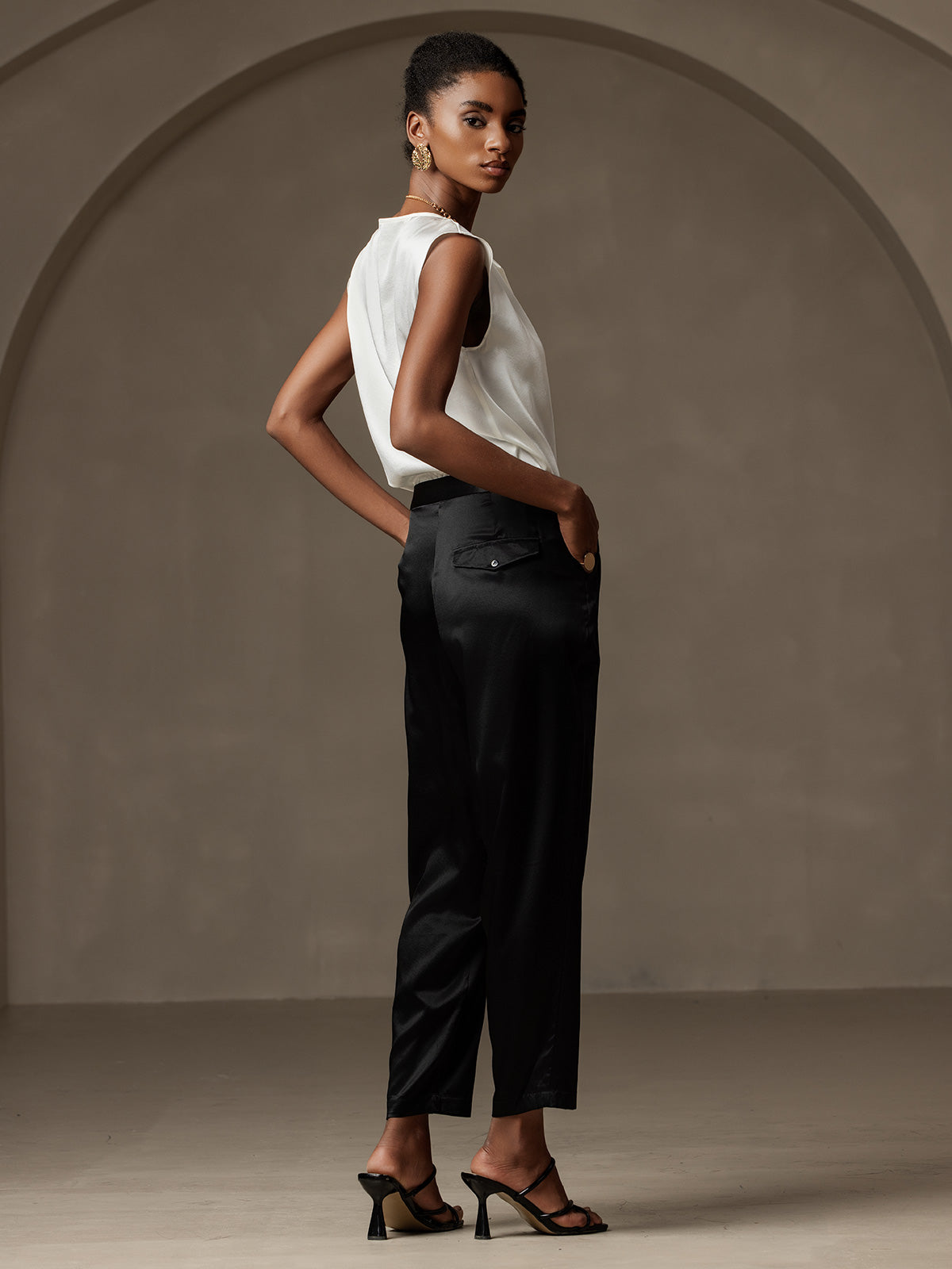 [Nero] SilkSilky-IT 19Momme Seta Womens Pants 002