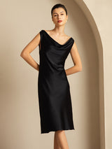 [Nero] SilkSilky-IT Sleeveless Cowl Neck Vestiti da donna 006