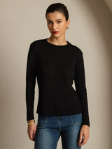[Nero] SilkSilky-IT Seta pura Womens T-Shirt 001