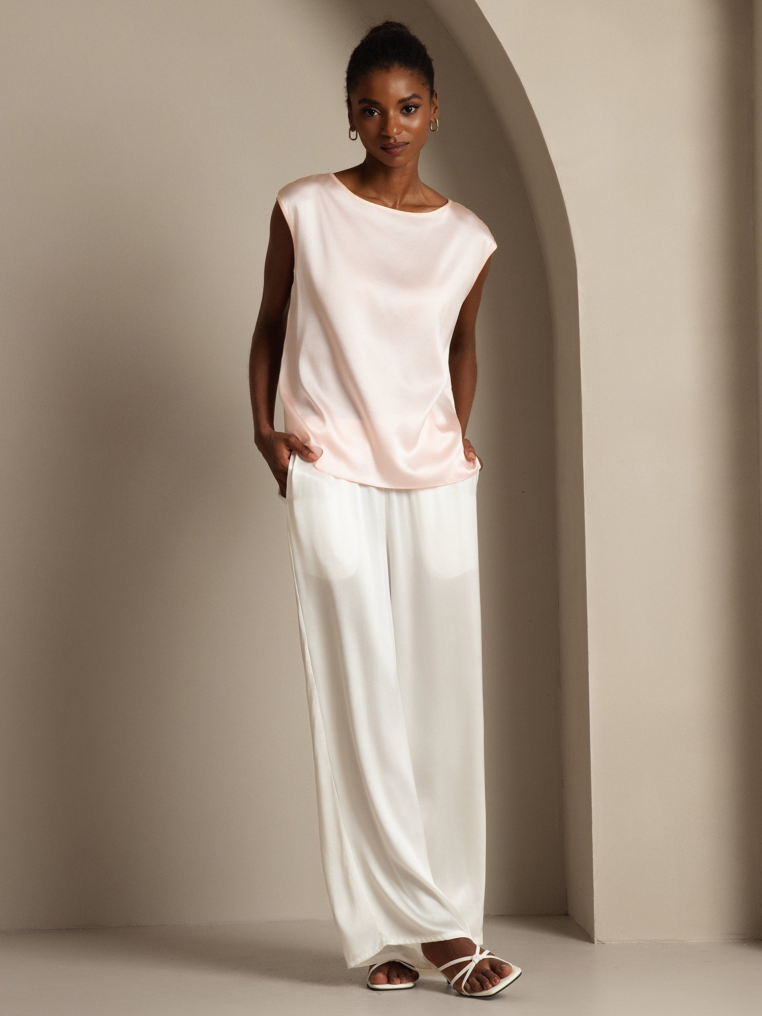 [Rosa] SilkSilky-IT 19Momme Seta Womens T-Shirt 006,