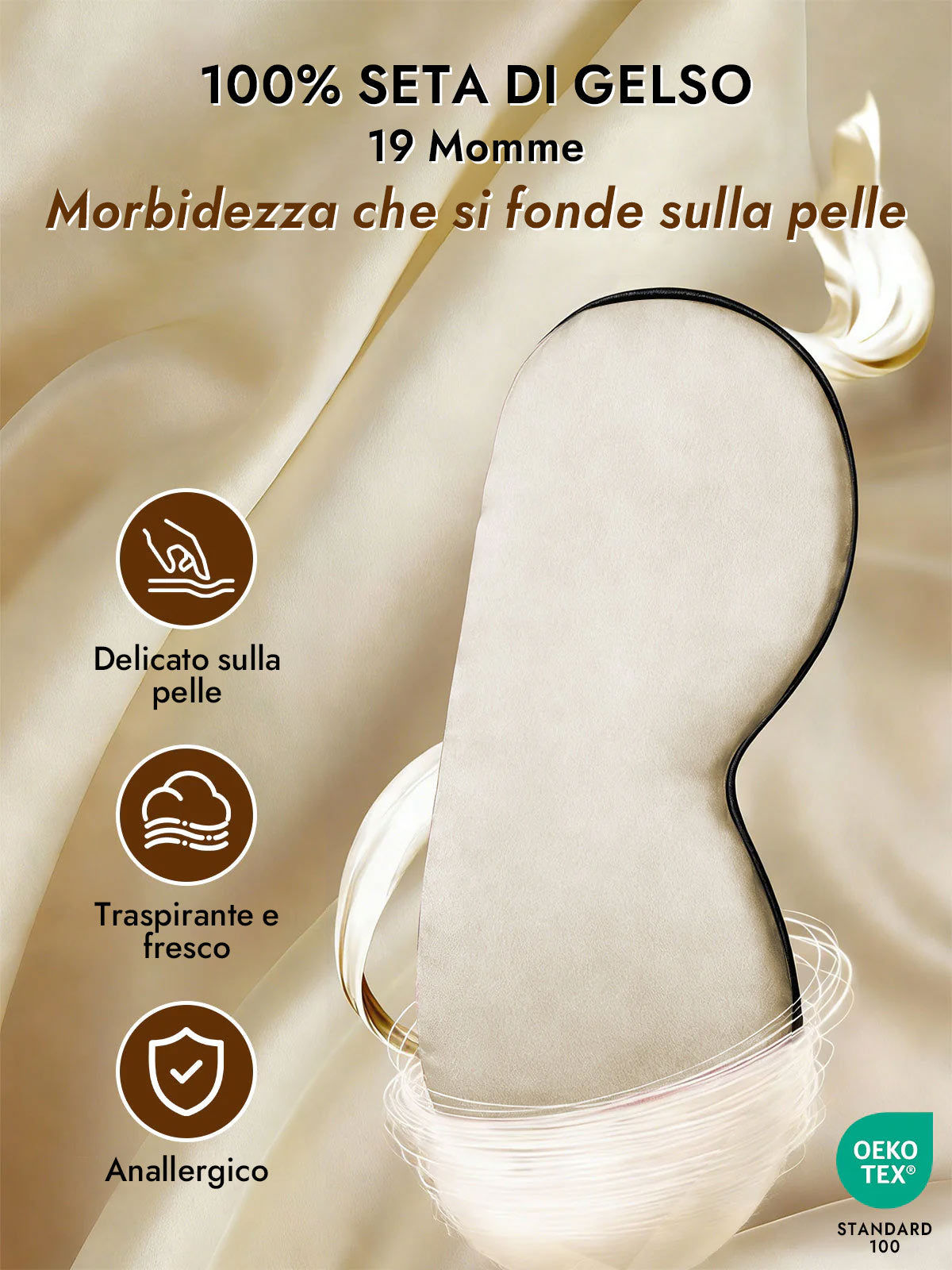 [Kaki Scuro] SilkSilky-IT Mascherina da Notte 003