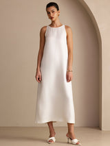 [Bianco] SilkSilky-IT Sleeveless Crew Neck Vestiti da donna 001