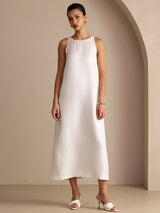 [Bianco] SilkSilky-IT Sleeveless Crew Neck Vestiti da donna 001