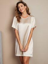 [Champagne] SilkSilky-IT Maniche Corte Scollo rotondo Camicia da notte 001