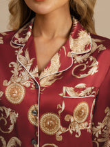 [Drago Vino] SilkSilky-IT Long Sleeve Lapel Collar Pigiami da donna 004