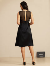 [Nero] SilkSilky-IT Sleeveless Illusion Neck Vestiti da donna 002