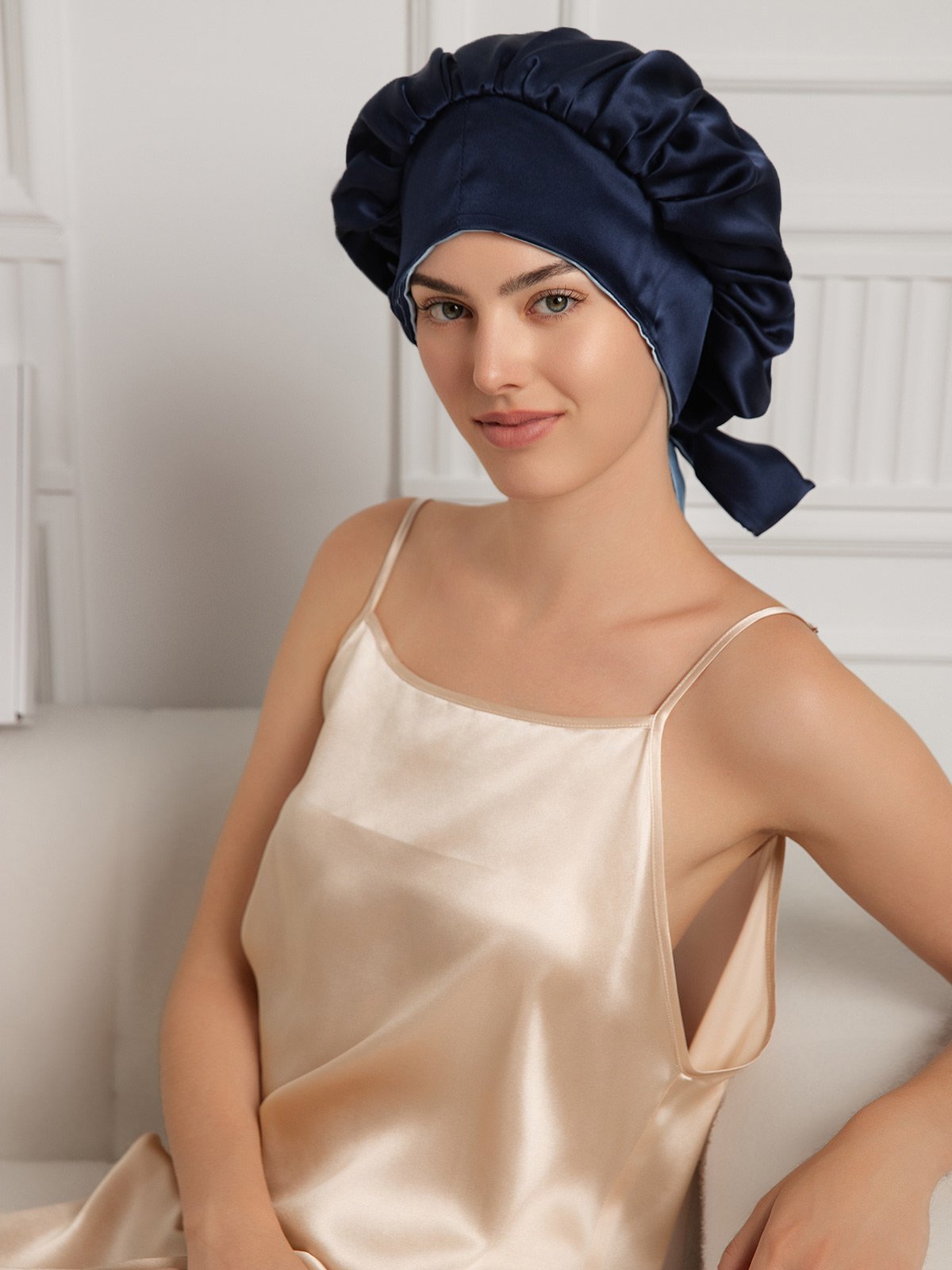 SilkSilky-IT Seta pura Sleep Cap BluAcuro 003