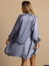 [Blu Acciaio] SilkSilky-IT Seta A tre quarti Womens Pajamas 002