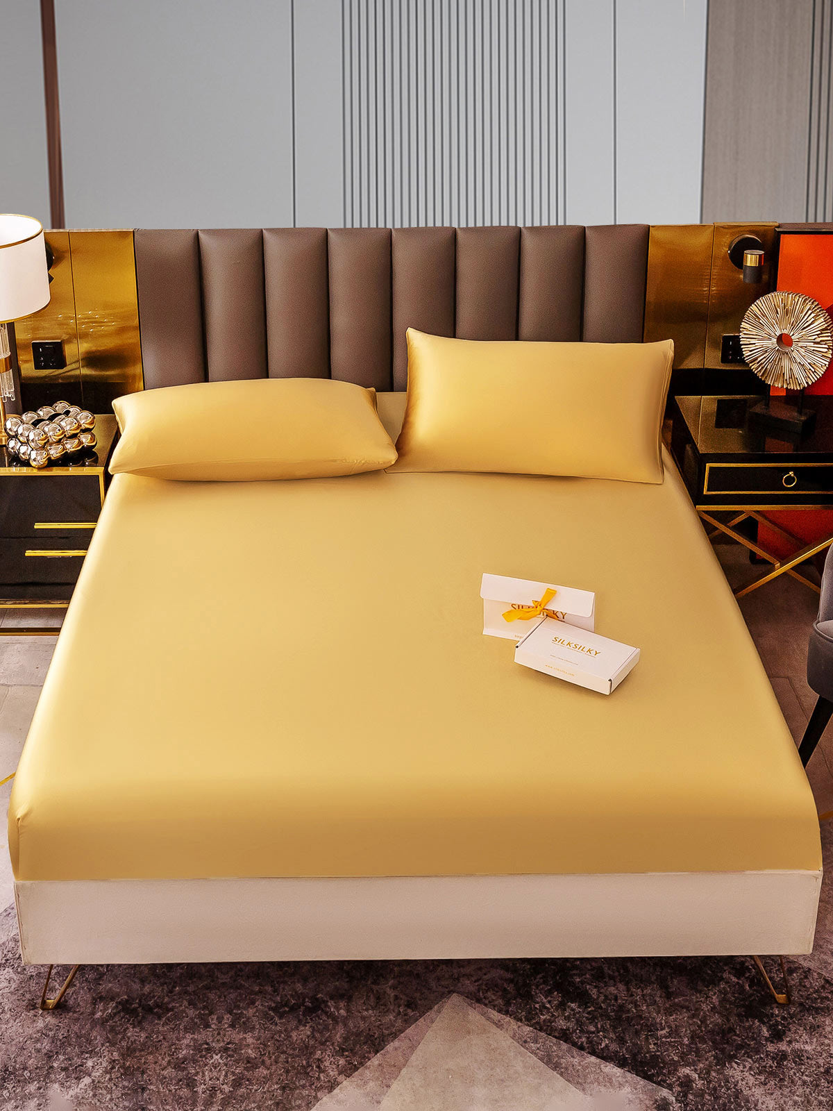 [Champagne] SilkSilky-IT 22Momme Seta pura Bedding Set 001