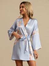 [Azzurro] SilkSilky-IT 3/4 Sleeve Vestaglia da donna 003