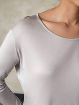 [Argento] SilkSilky-IT Manica lunga Scollo rotondo Intimo Lungo Donna 004