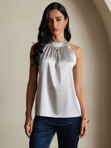 [Grigio Chiaro] SilkSilky-IT Sleeveless Halter Magliette donna 003