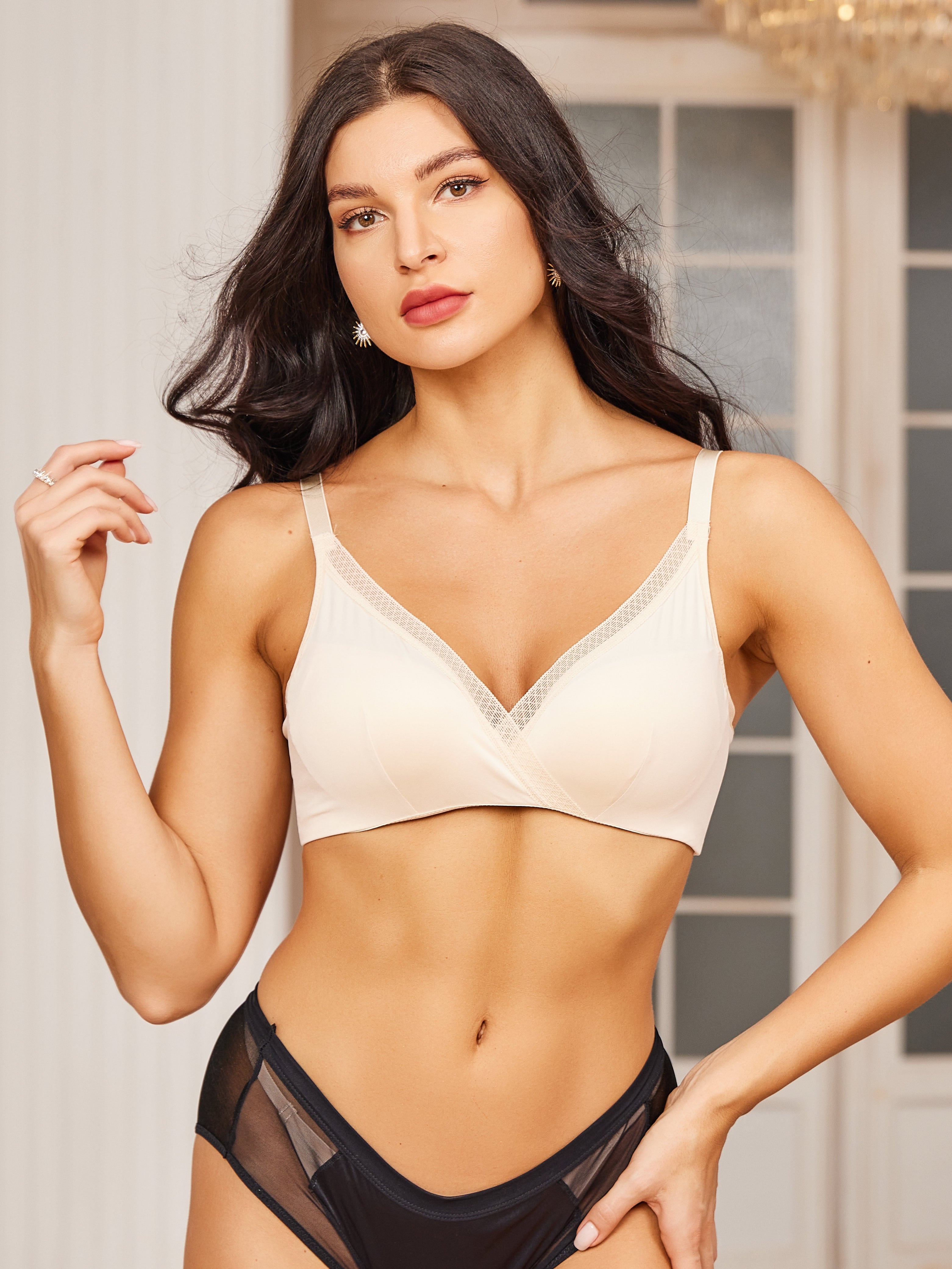 SilkSilky IT Maglia di seta Bra Beige 003