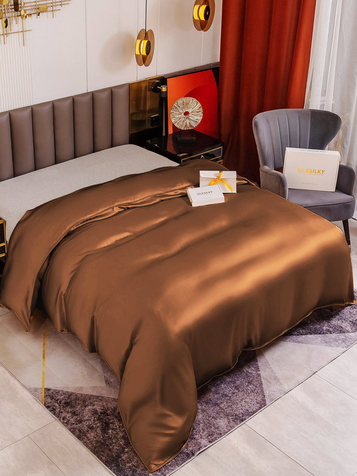 [Caffè] SilkSilky-IT 19Momme Seta pura Duvet Cover 001