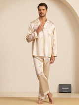 [Champagne] SilkSilky-IT Long Sleeve Lapel Collar Pigiami da uomo 003