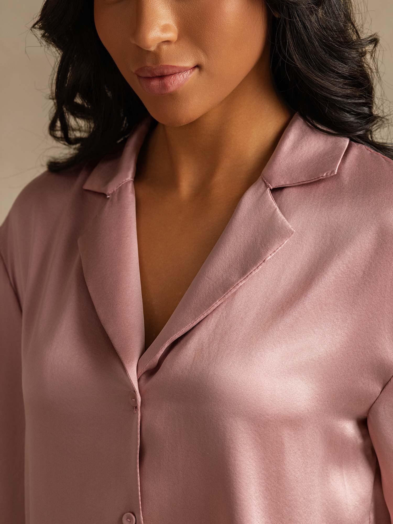 [Pelle Di Pesca] SilkSilky-IT 19Momme Seta pura Colletto risvolto Pigiami da donna 004,