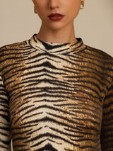 [Tigre] SilkSilky-IT Manica lunga Collo a Lupetto Magliette donna 006