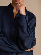 [Blu Scuro] SilkSilky-IT Long Sleeve Blouse 005