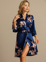 [Blu Scuro] SilkSilky-IT 3/4 Sleeve Vestaglia da donna 006