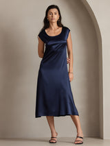 [Blu Scuro] SilkSilky-IT Cap Sleeve Vestiti da donna 001