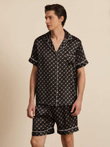 [Catena Nera] SilkSilky-IT Short Sleeve Lapel Collar Pigiami da uomo 001
