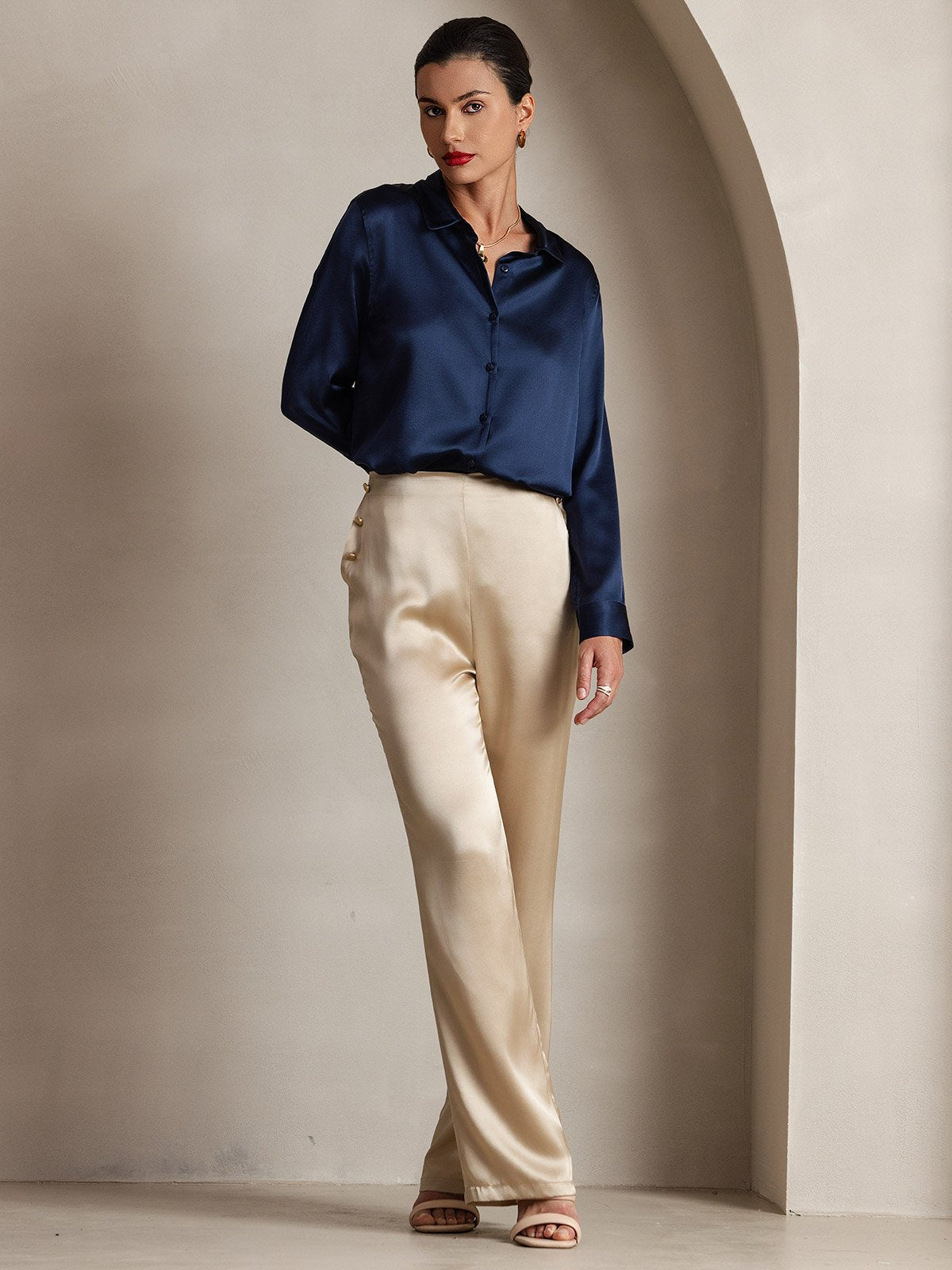 [Champagne] SilkSilky-IT 19Momme Seta Womens Pants 006
