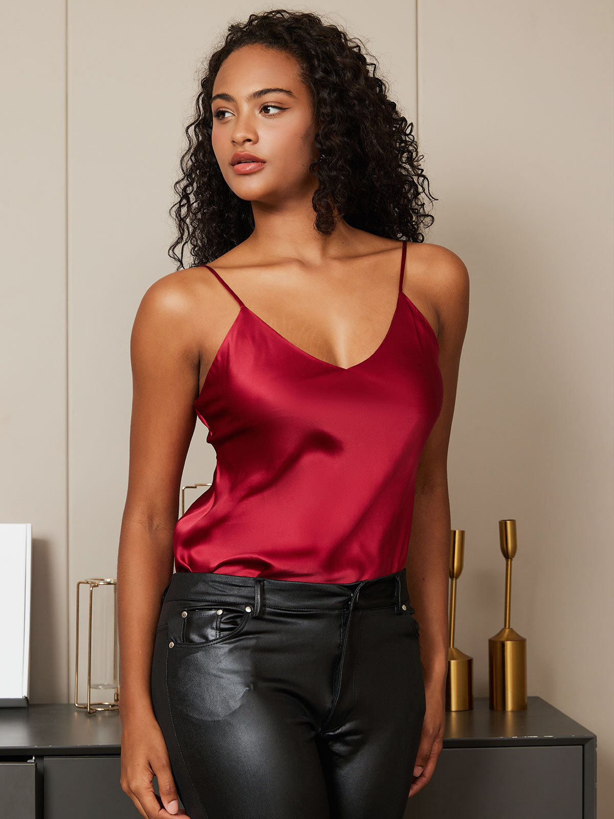 [Rosso Scuro] SilkSilky-IT Seta pura Camisoles 002