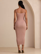 [Rosa] SilkSilky-IT Square Neck Vestiti da donna 002