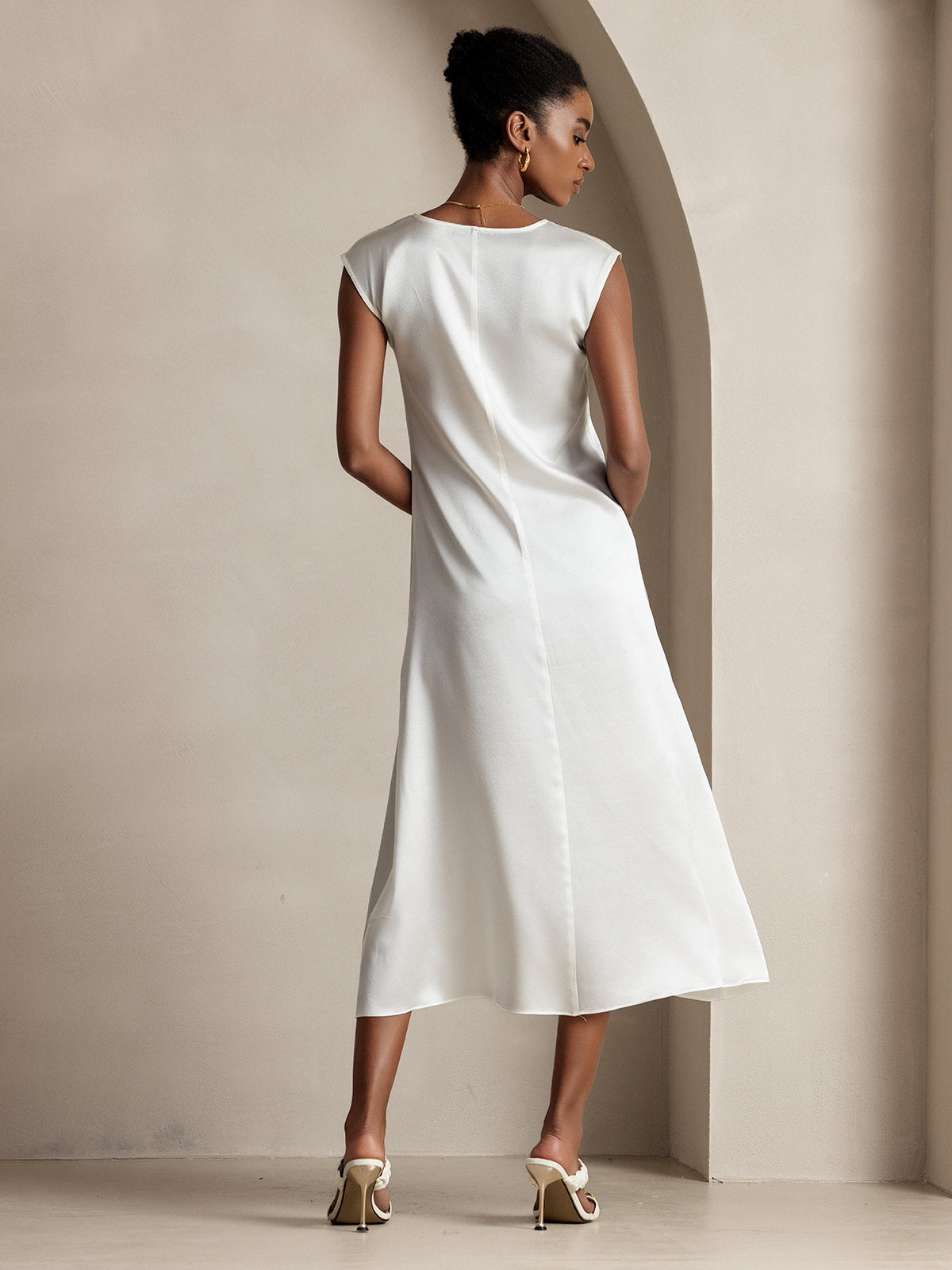 [Bianco] SilkSilky-IT 19Momme Seta Dress 002
