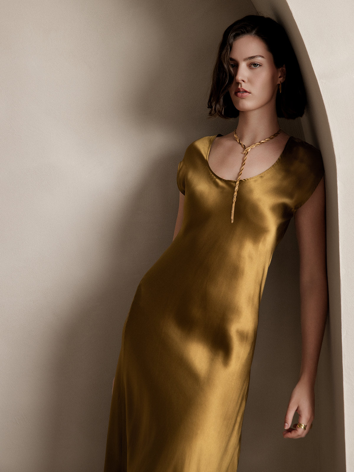 [Marrone] SilkSilky-IT 19Momme Seta Dress 004