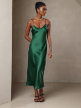 [Verde] SilkSilky-IT Sleeveless V Neck Vestiti da donna 005
