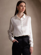 [Bianco] SilkSilky-IT Long Sleeve Lapel Collar Camicie da donna 001