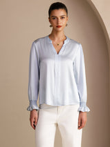 [Cielo Blu] SilkSilky-IT Long Sleeve Bluse 003